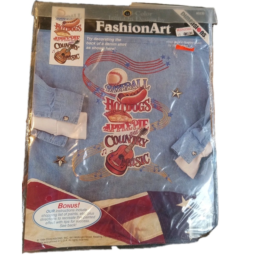 Vtg Dimensions Fashion Art Full Color Iron On Transfer Hot Dogs & Country Music